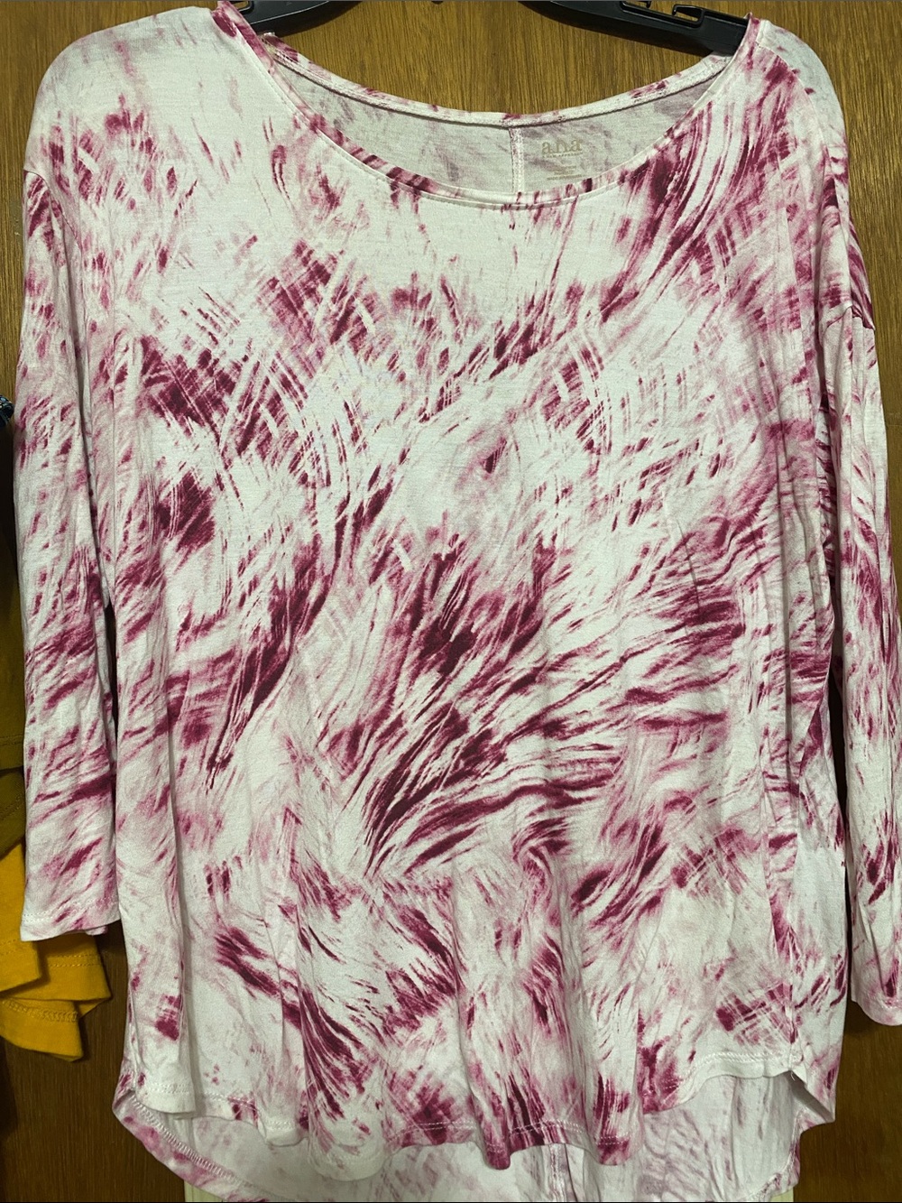 a.n.a White and Pink Tie-Dye Long Sleeve Scoop Neck Top